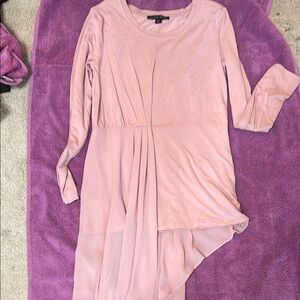 Boston Proper Pink Asymmetrical Cuffed Sleeve Top